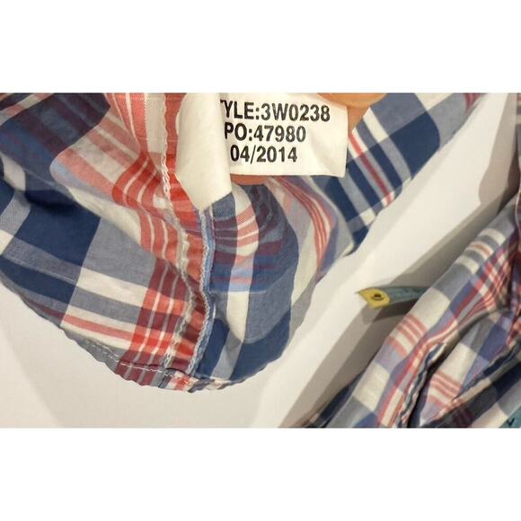 Vineyard Vines Plaid Shirt Boys Kids Size XL 20 Navy Blue Red Long Sleeve Whale - Picture 10 of 11